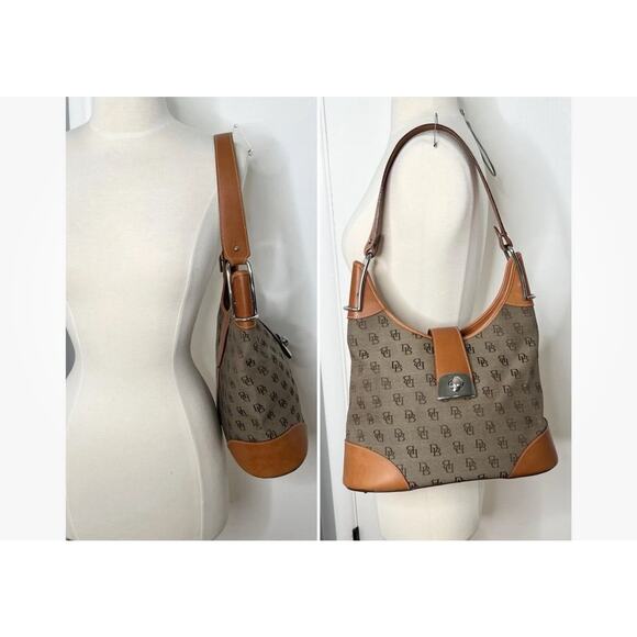 Y2K Vintage Dooney & Bourke Signature Crescent Shoulder Bag Hobo L806 Brown VTG - Picture 15 of 15